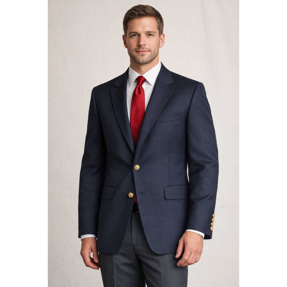 VTG Gordon Thomas Collectibles Mens Navy Blazer Gold Crest Buttons 46S Jacket